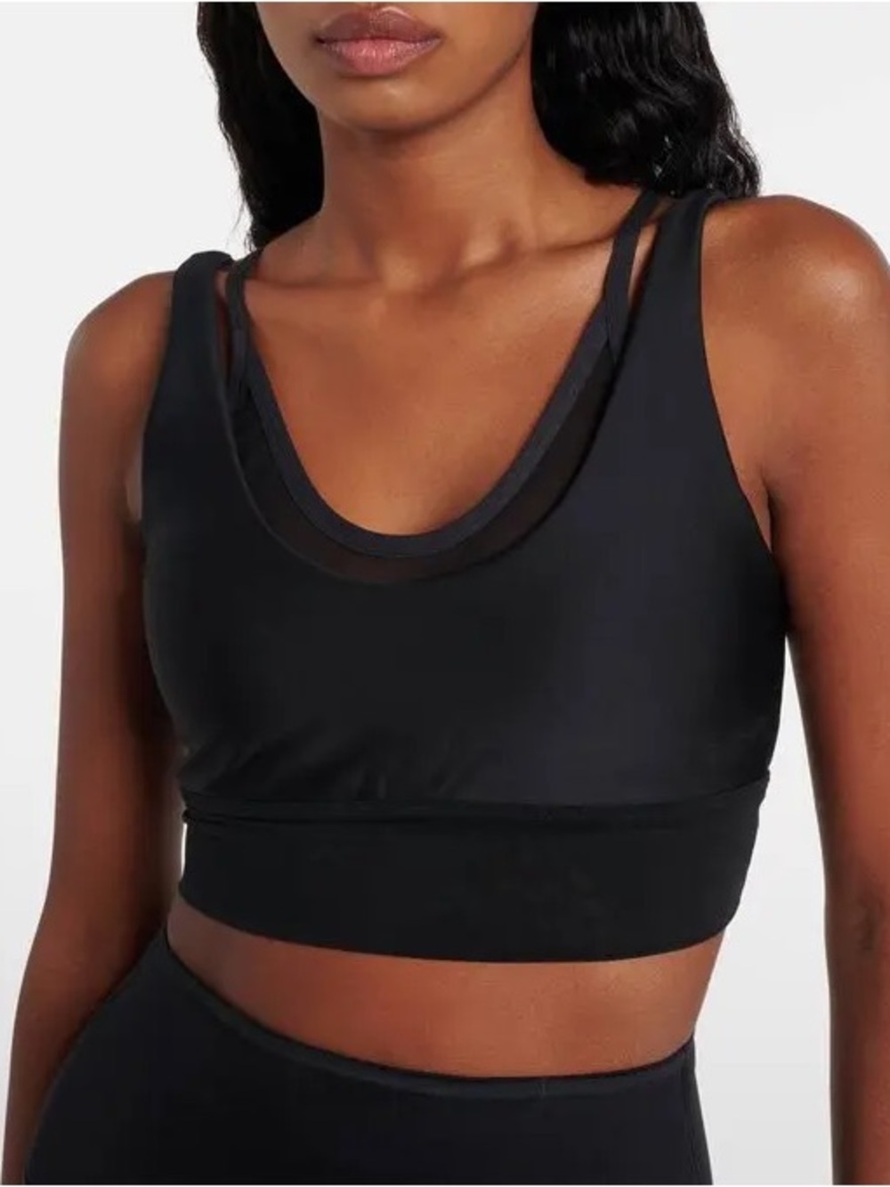 ALO Yoga Black Strappy Mesh-Back Sports Bra